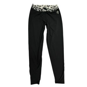 Snow Angel Cybersilk Base Layer Pant Women Medium Leopard Animal Print Black